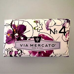Via Mercato No 4 Violets Magnolia & Amber Fine Italian Bar Bath Soap 7oz
